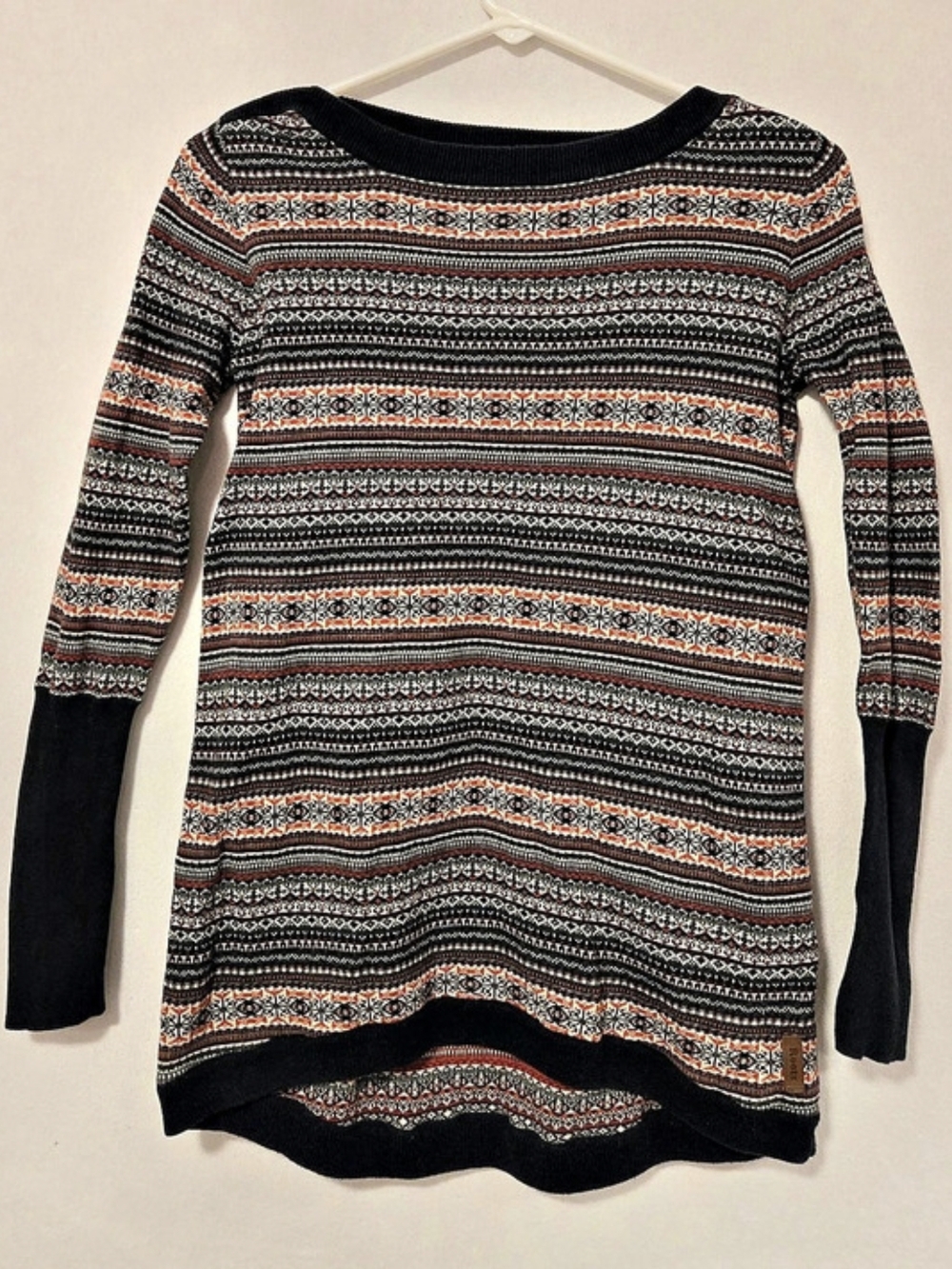 Roots Fair Isle Pattern Crew Neck Cotton Sweater Size XS